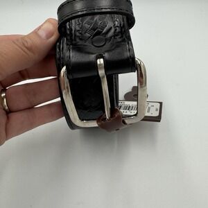 Black Leather Belt with Silver Buckle